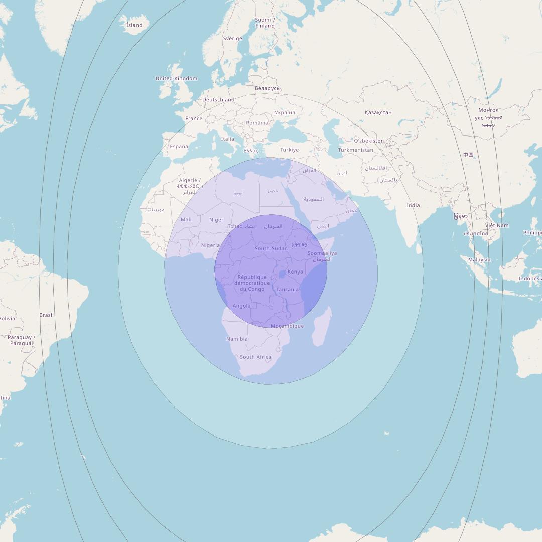 XTAR-EUR at 29° E downlink X-band Global beam coverage map