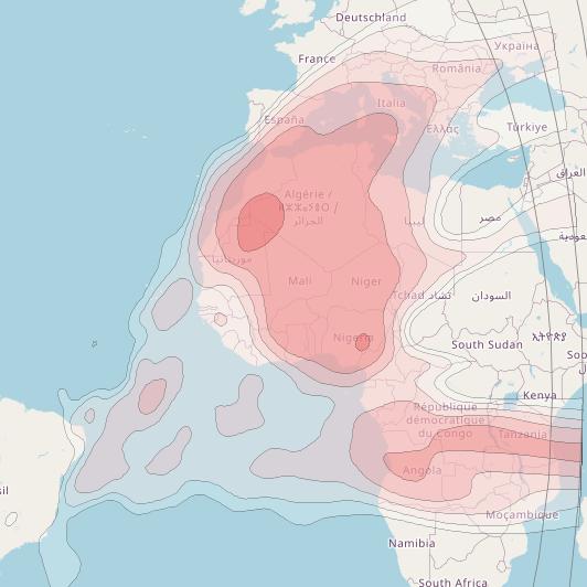 Intelsat 28 at 32&deg; W downlink Ku-band Africa beam coverage map
