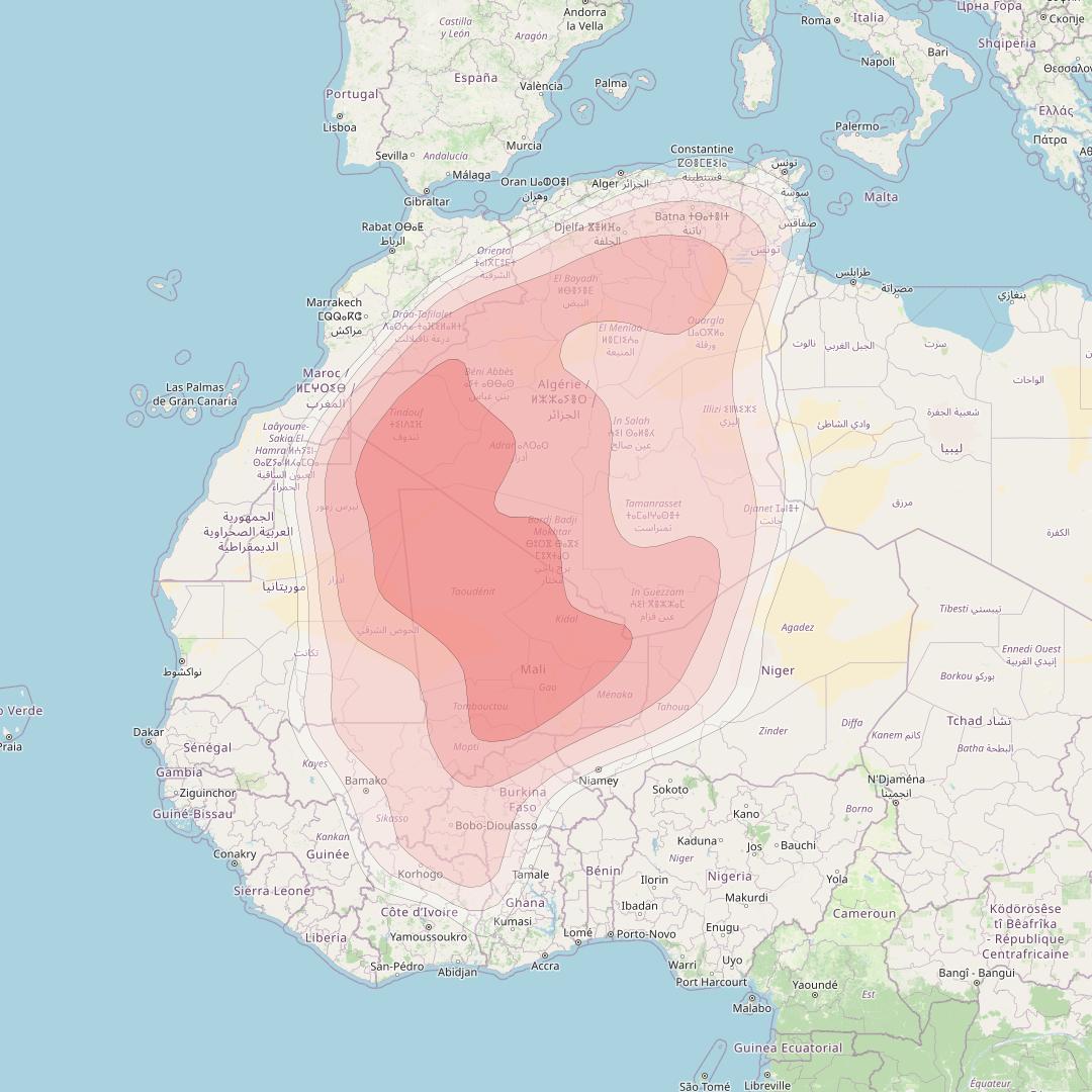 Intelsat 25 at 32° W downlink Ku-band West Africa beam coverage map