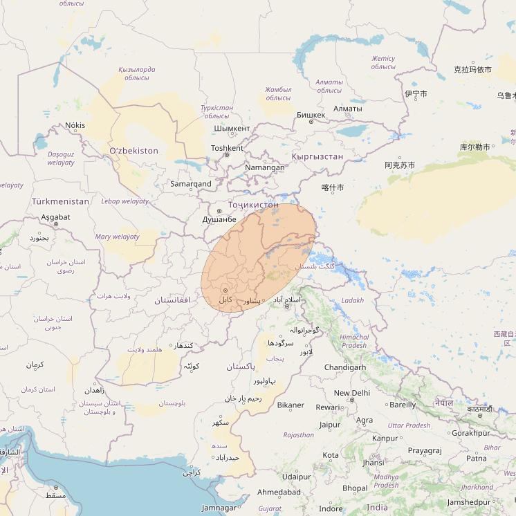 Paksat-MM1 at 38&deg; E downlink Ka-band S01 User Spot beam coverage map