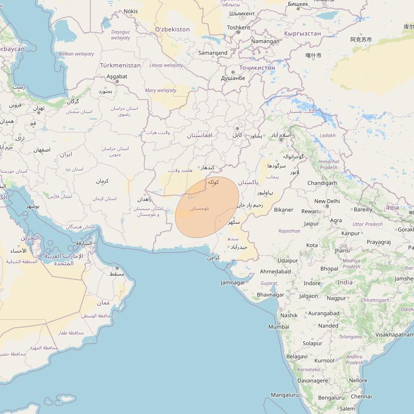 Paksat-MM1 at 38&deg; E downlink Ka-band S07 User Spot beam coverage map