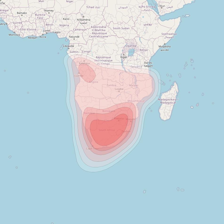 HellasSat 3 at 39° E downlink Ku-band African beam coverage map