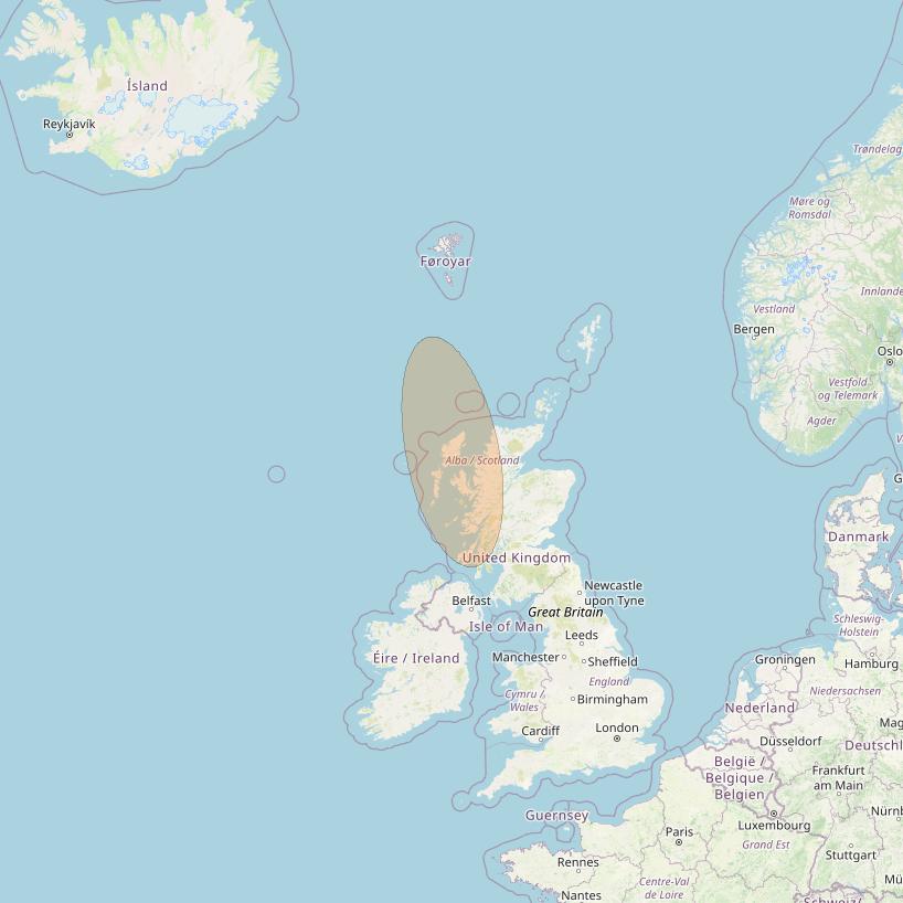 Eutelsat Konnect VHTS at 3&deg; E downlink Ka-band S012 User Spot beam coverage map
