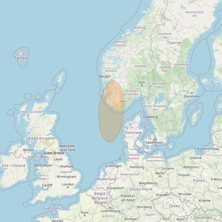 Eutelsat Konnect VHTS at 3&deg; E downlink Ka-band S016 User Spot beam coverage map