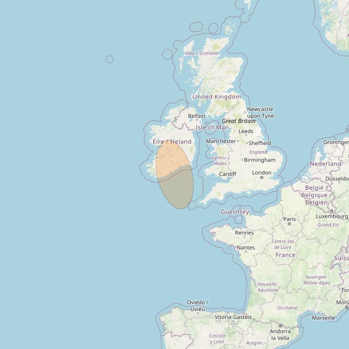 Eutelsat Konnect VHTS at 3&deg; E downlink Ka-band S038 User Spot beam coverage map