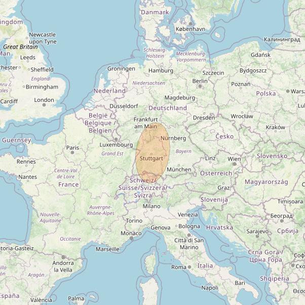 Eutelsat Konnect VHTS at 3&deg; E downlink Ka-band S057 User Spot beam coverage map