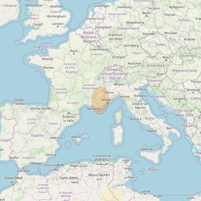 Eutelsat Konnect VHTS at 3&deg; E downlink Ka-band S091 User Spot beam coverage map