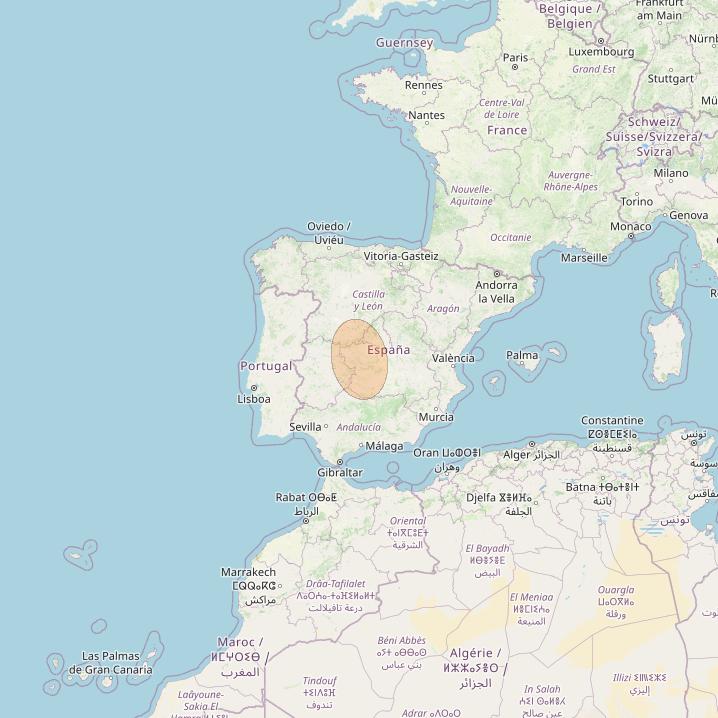 Eutelsat Konnect VHTS at 3&deg; E downlink Ka-band S124 Spot beam coverage map