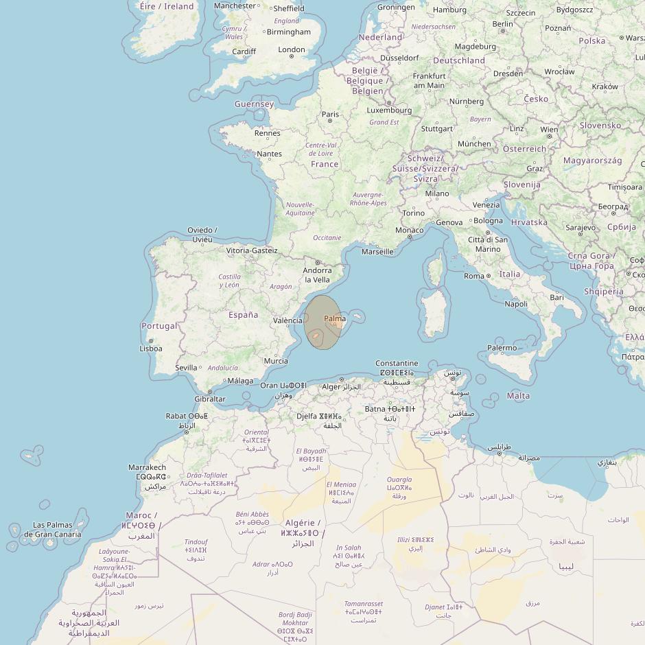 Eutelsat Konnect VHTS at 3&deg; E downlink Ka-band S127 Spot beam coverage map