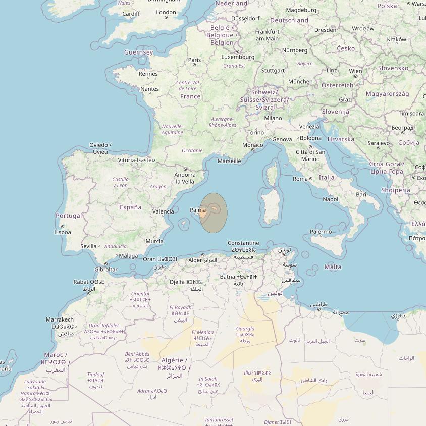 Eutelsat Konnect VHTS at 3&deg; E downlink Ka-band S128 Spot beam coverage map