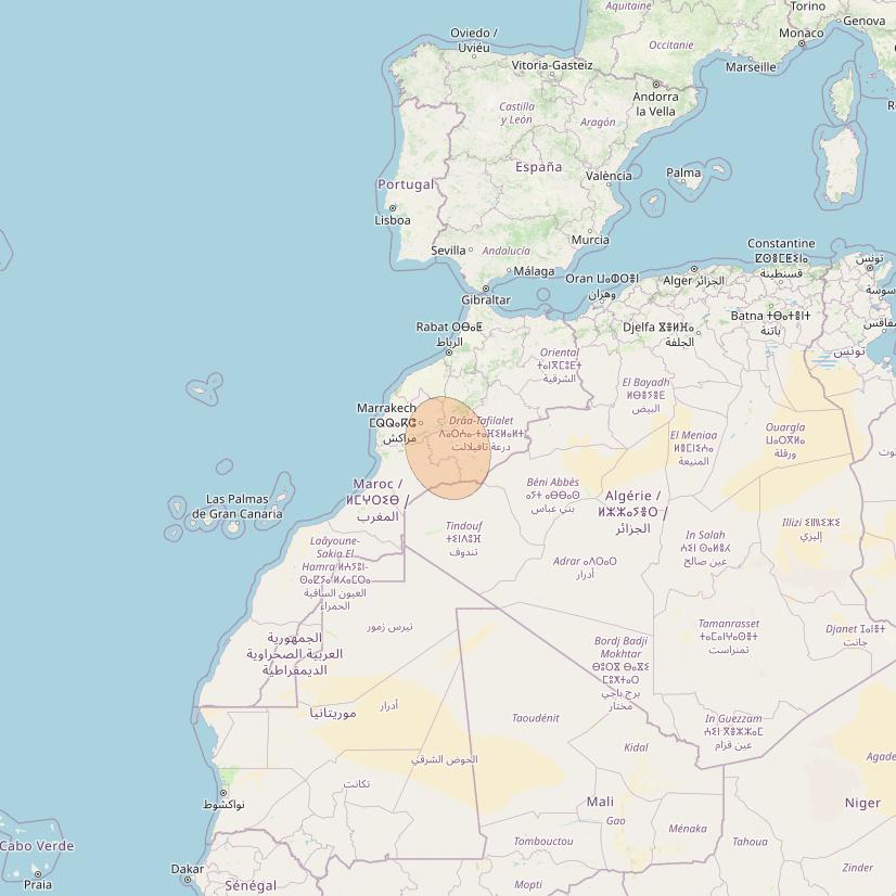 Eutelsat Konnect VHTS at 3&deg; E downlink Ka-band S208 User Spot beam coverage map