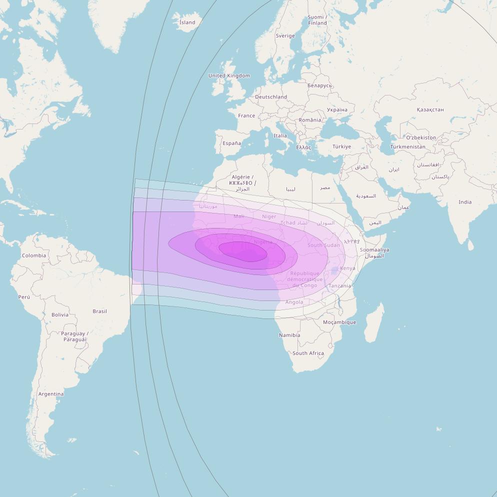 Nigcomsat 1R at 42° E downlink C-band ECOWAS 1 beam coverage map