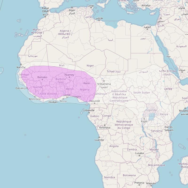 Nigcomsat 1 at 42&deg; E downlink C-band Beam coverage map