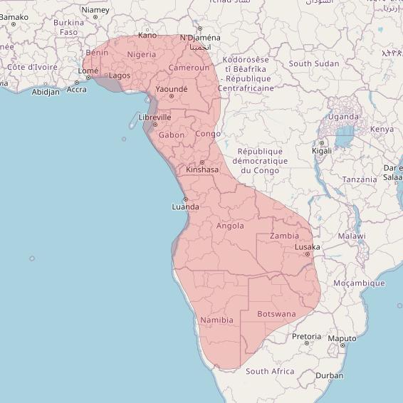 Nigcomsat 1 at 42&deg; E downlink Ku-band 2 Beam coverage map
