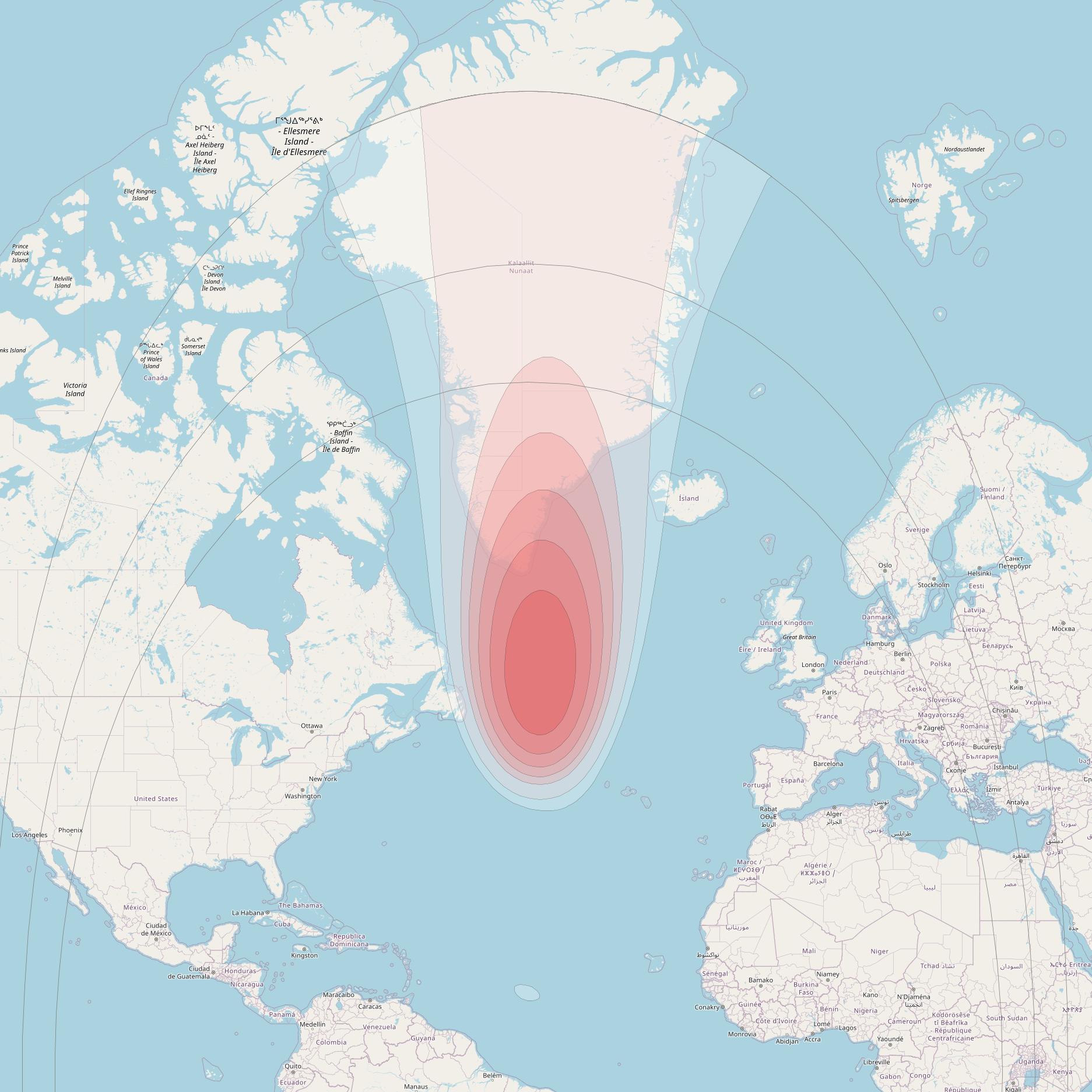 Intelsat 32e at 43° W downlink Ku-band U4VD User Spot beam coverage map