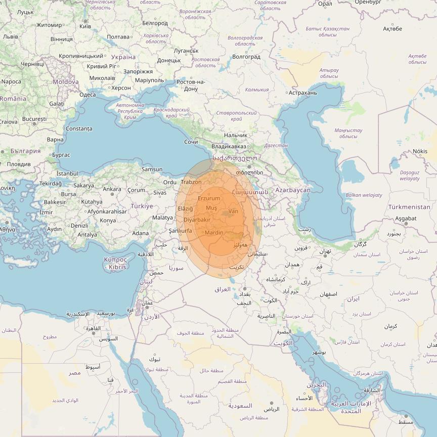 Al Yah 2 at 48° E downlink Ka-band Spot 03 User beam coverage map