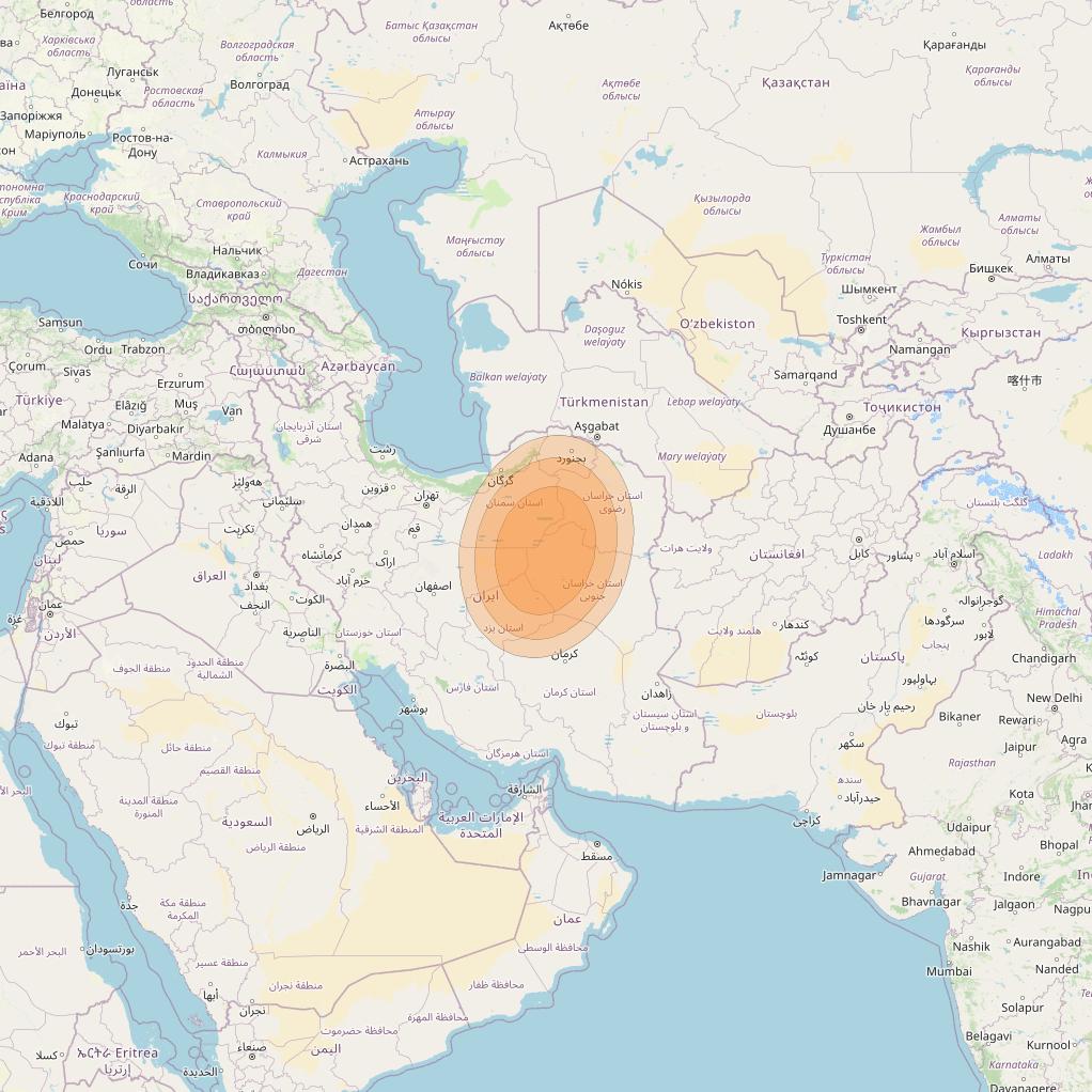 Al Yah 2 at 48° E downlink Ka-band Spot 09 User beam coverage map