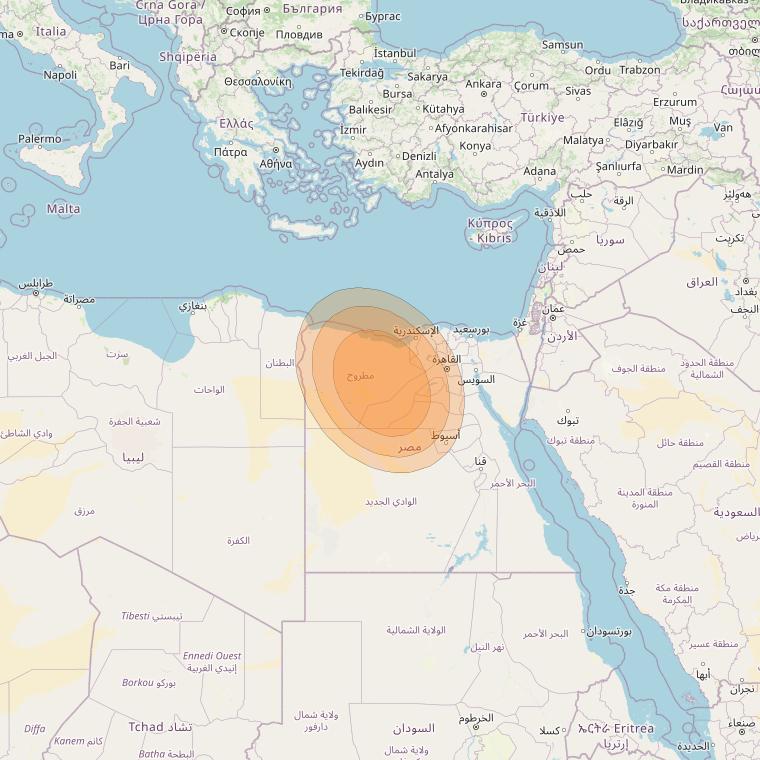 Al Yah 2 at 48° E downlink Ka-band Spot 13 User beam coverage map