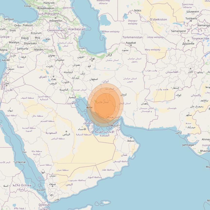 Al Yah 2 at 48° E downlink Ka-band Spot 18 User beam coverage map