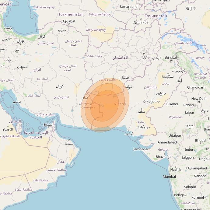 Al Yah 2 at 48° E downlink Ka-band Spot 20 User beam coverage map