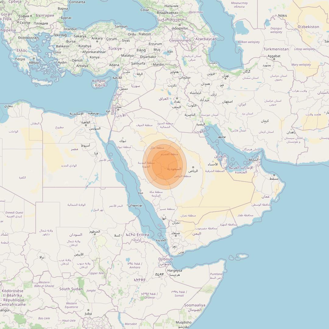 Al Yah 2 at 48° E downlink Ka-band Spot 25 User beam coverage map