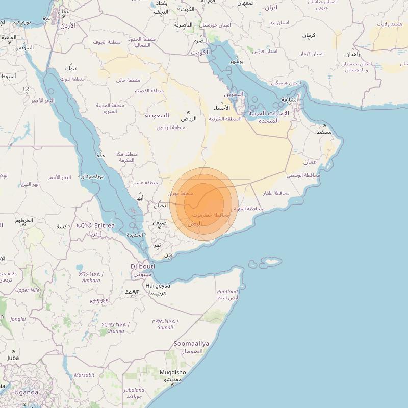 Al Yah 2 at 48° E downlink Ka-band Spot 38 User beam coverage map