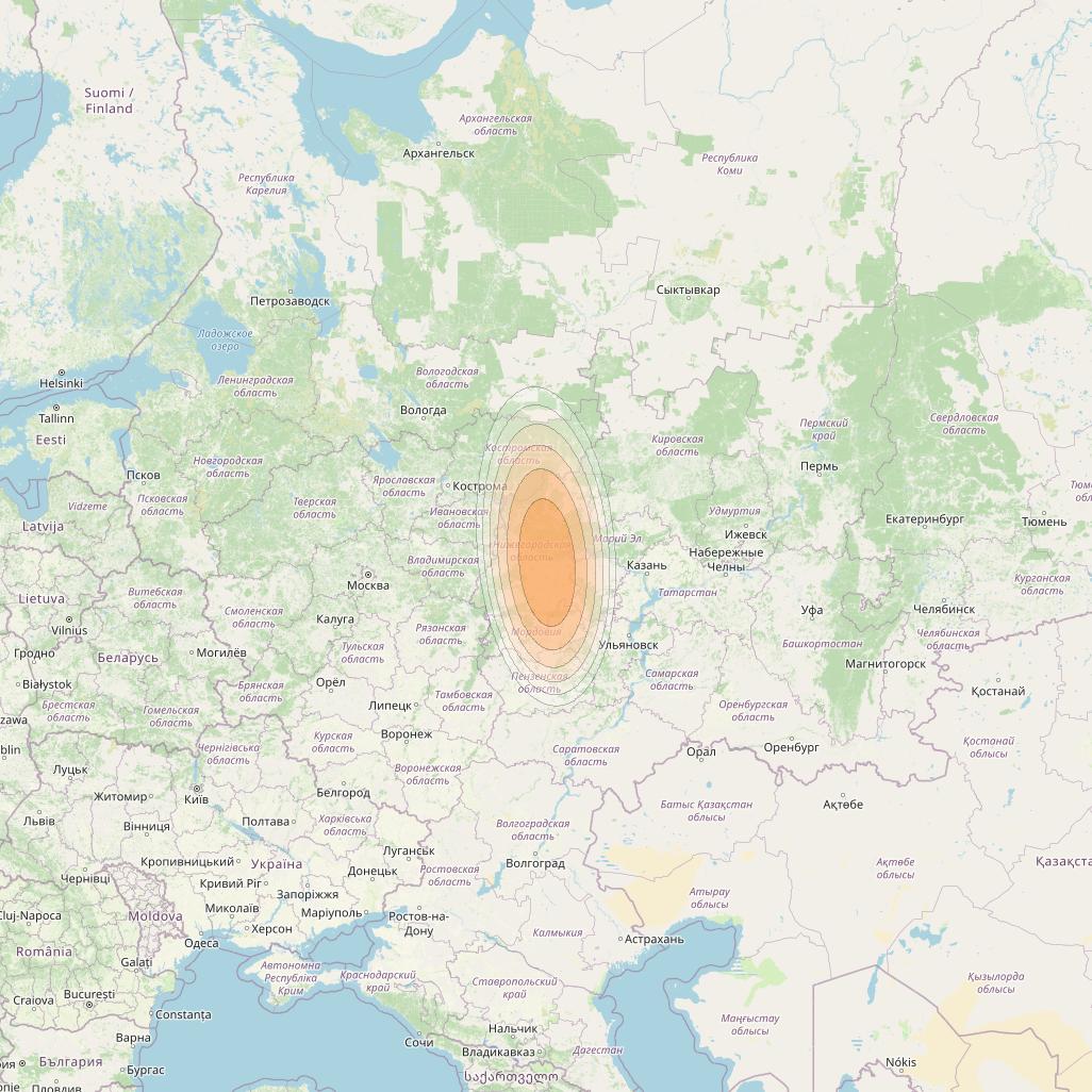 Yamal 601 at 49° E downlink Ka-band Spot14 Pol A MG-1 beam coverage map
