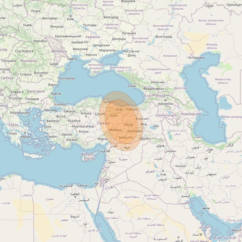 Turksat 4B at 50° E downlink Ka-band S03 User Spot beam coverage map