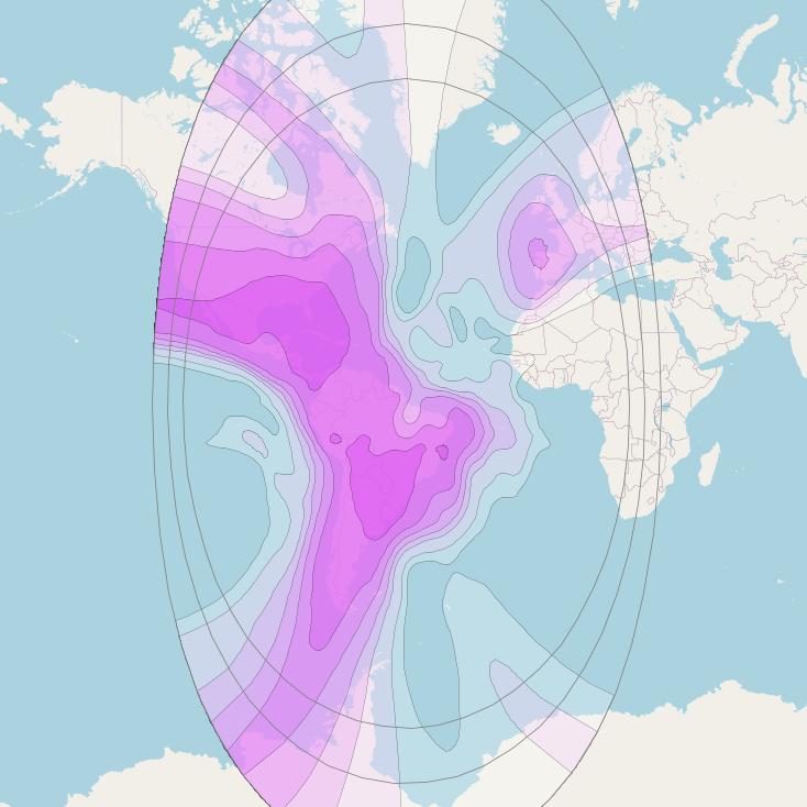 Intelsat 9 at 50° W downlink C-band Americas horizontal beam coverage map