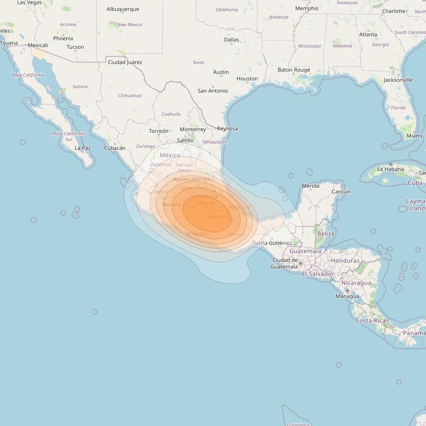 Amazonas 3 at 61° W downlink Ka-band Spot FW5D - Mexico City forward beam coverage map