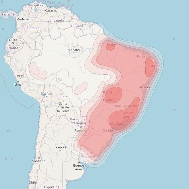 Amazonas 5 at 61° W downlink Ku-band Brazil beam coverage map