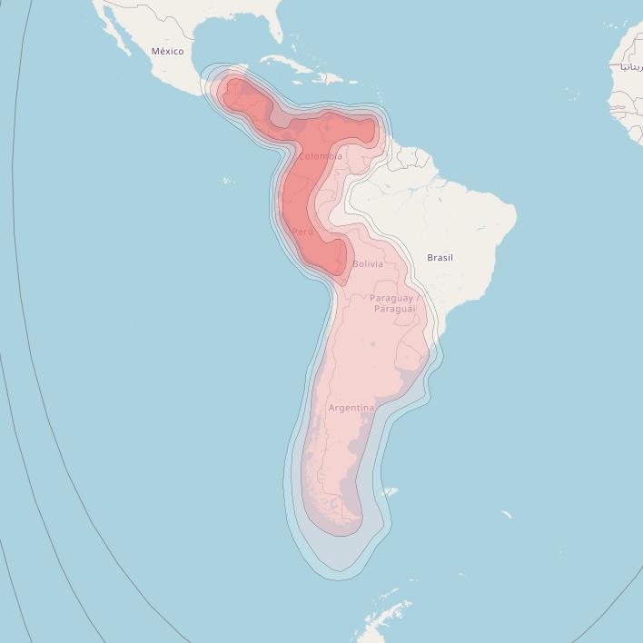 Amazonas 5 at 61° W downlink Ku-band South America beam coverage map