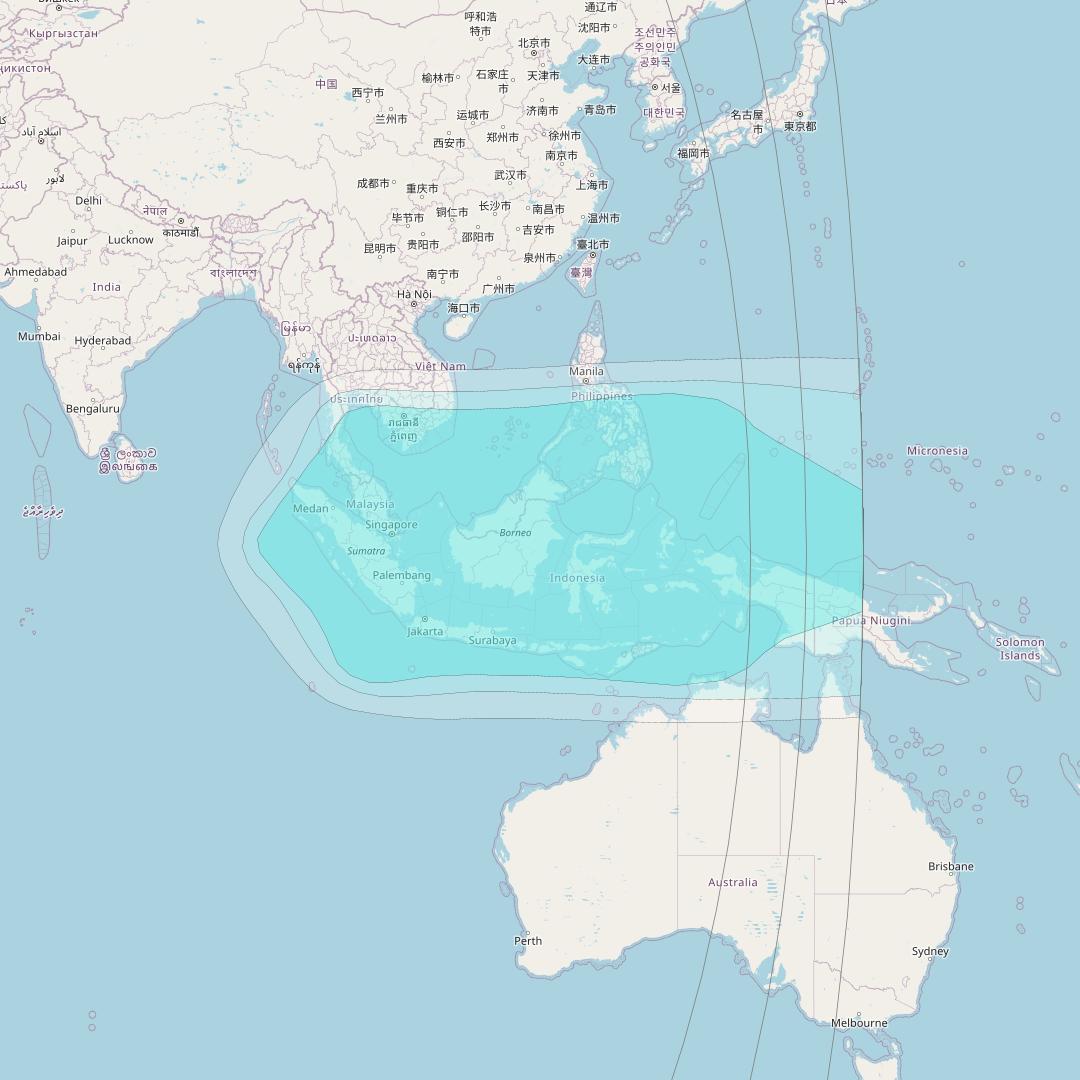 Inmarsat-4F2 at 64° E downlink L-band R002 Regional Spot beam coverage map