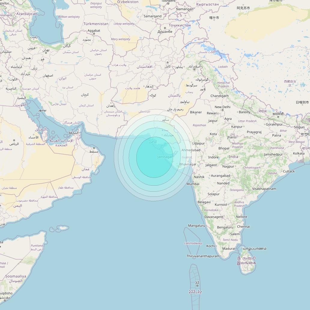 Inmarsat-4F2 at 64° E downlink L-band S107 User Spot beam coverage map