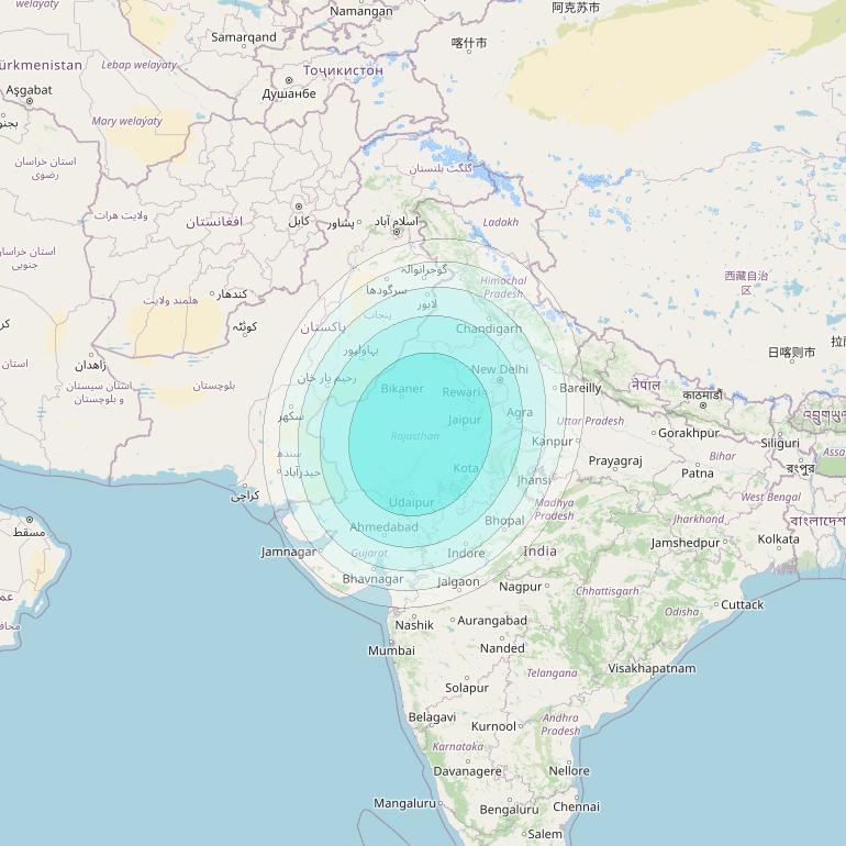 Inmarsat-4F2 at 64° E downlink L-band S122 User Spot beam coverage map