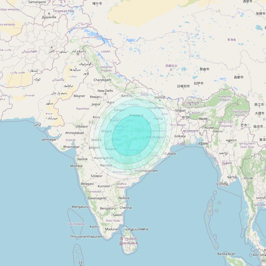 Inmarsat-4F2 at 64° E downlink L-band S135 User Spot beam coverage map