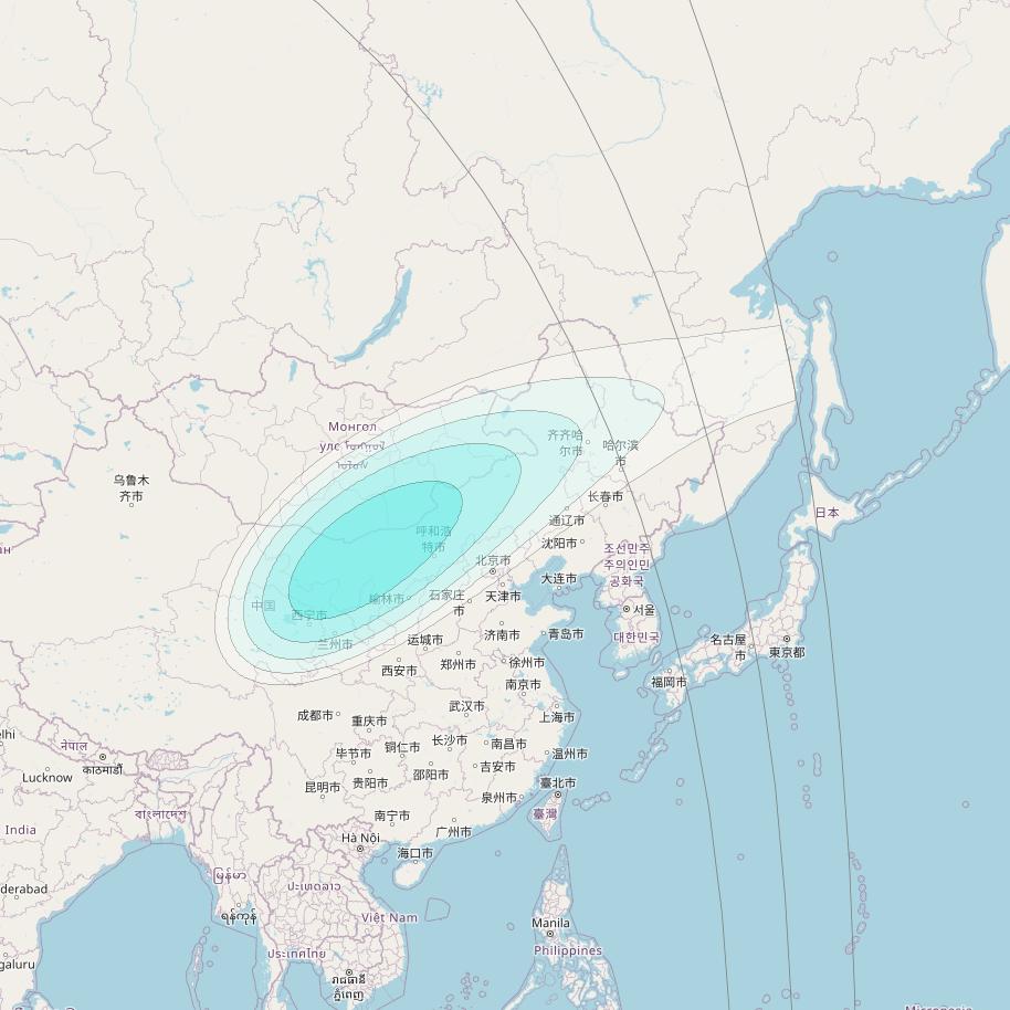 Inmarsat-4F2 at 64° E downlink L-band S165 User Spot beam coverage map
