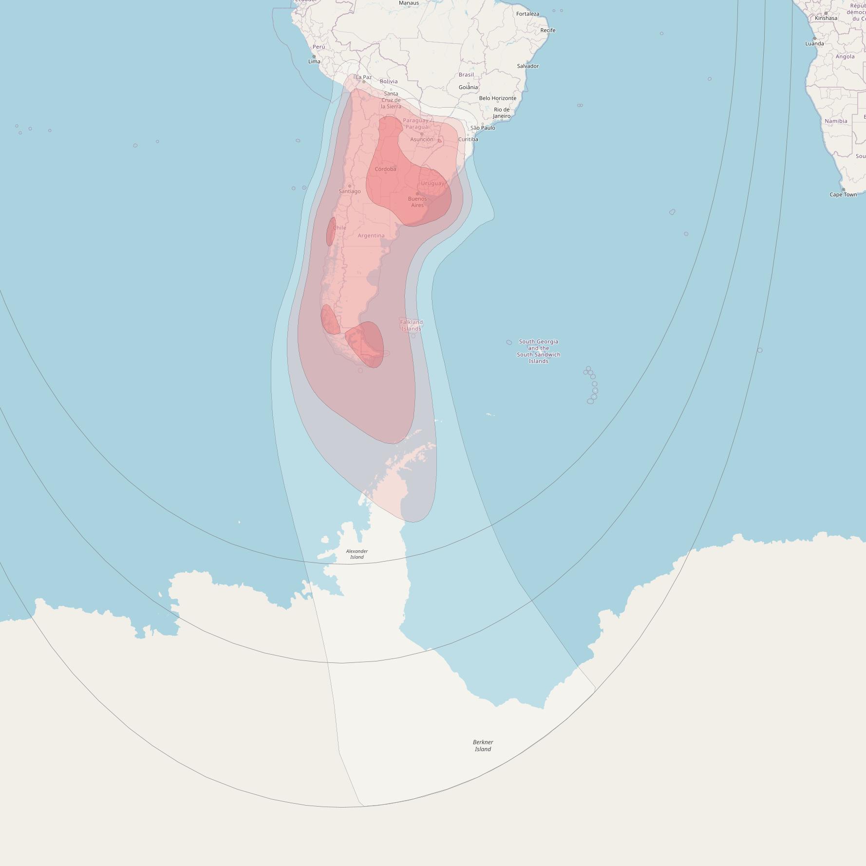 ARSAT 1 at 72° W downlink Ku-band Argentina beam coverage map