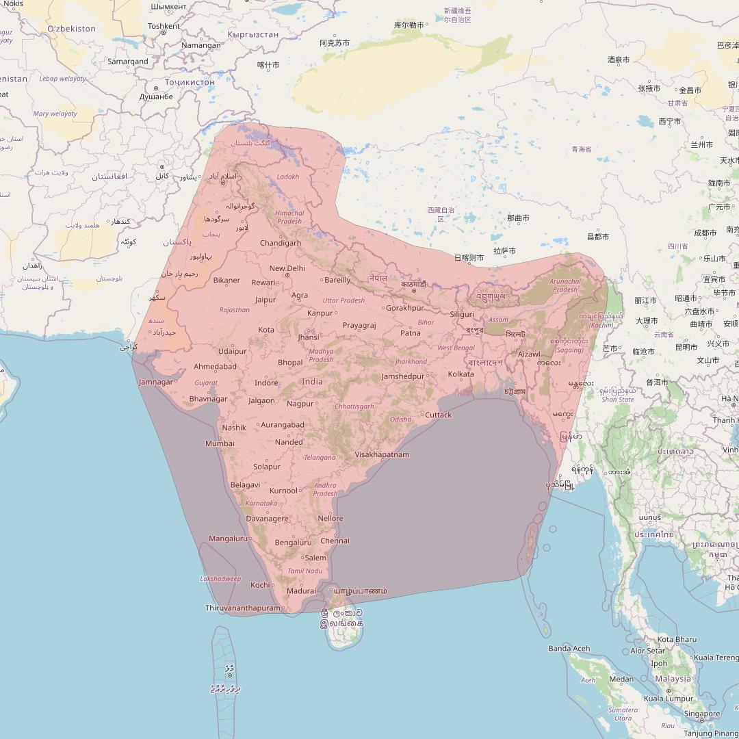 GSAT 14 at 74° E downlink C-band India beam coverage map