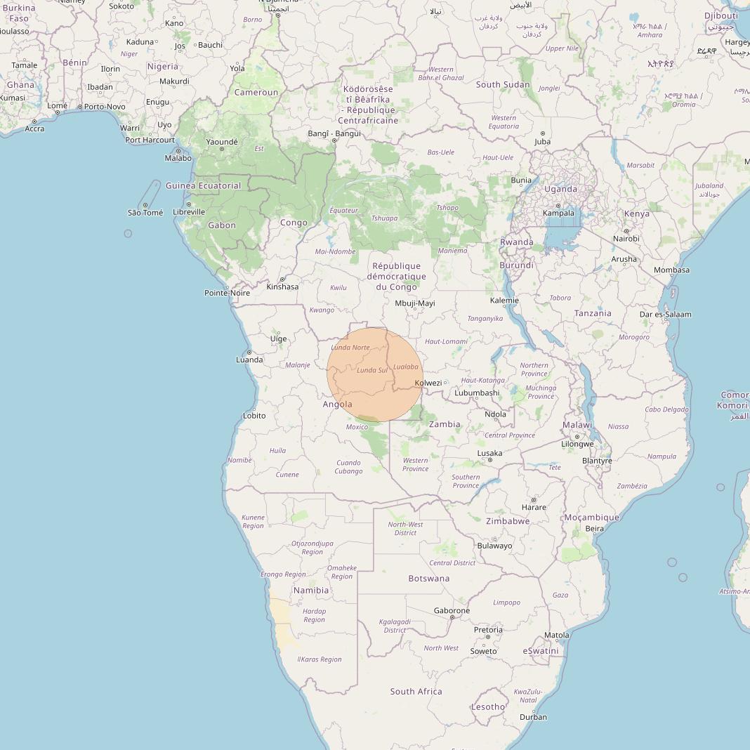 Eutelsat Konnect at 7° E downlink Ka-band AF43 User Spot beam coverage map
