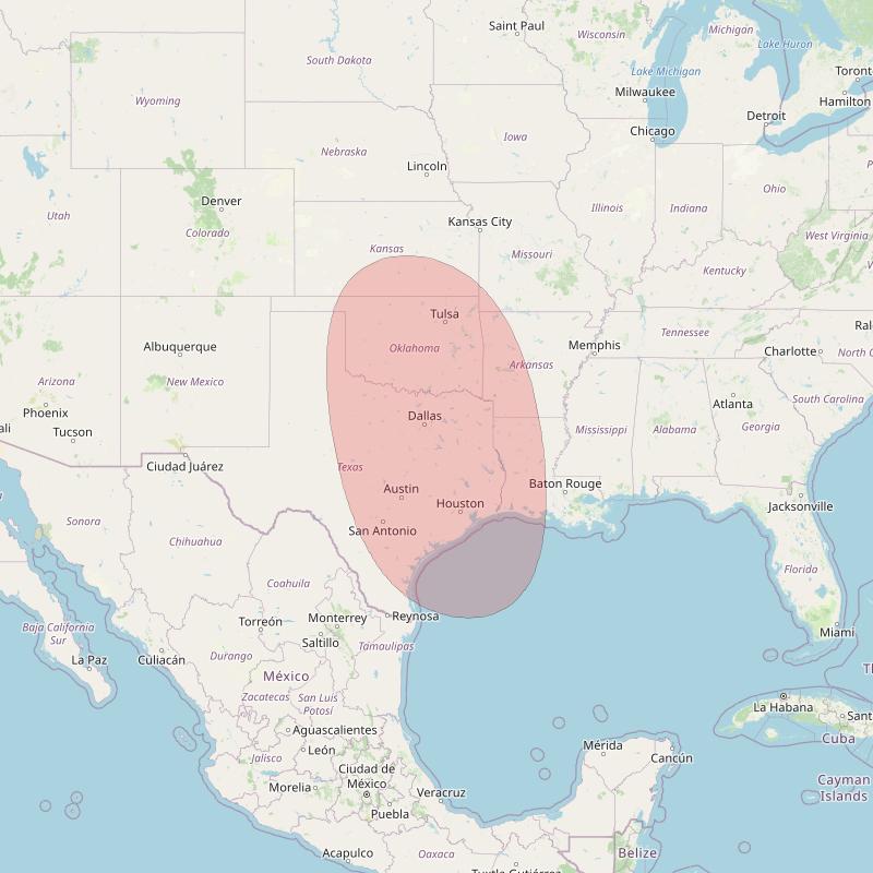 Nuview Bravo at 83&deg; W downlink Ku-band EKU04 User Spot beam coverage map