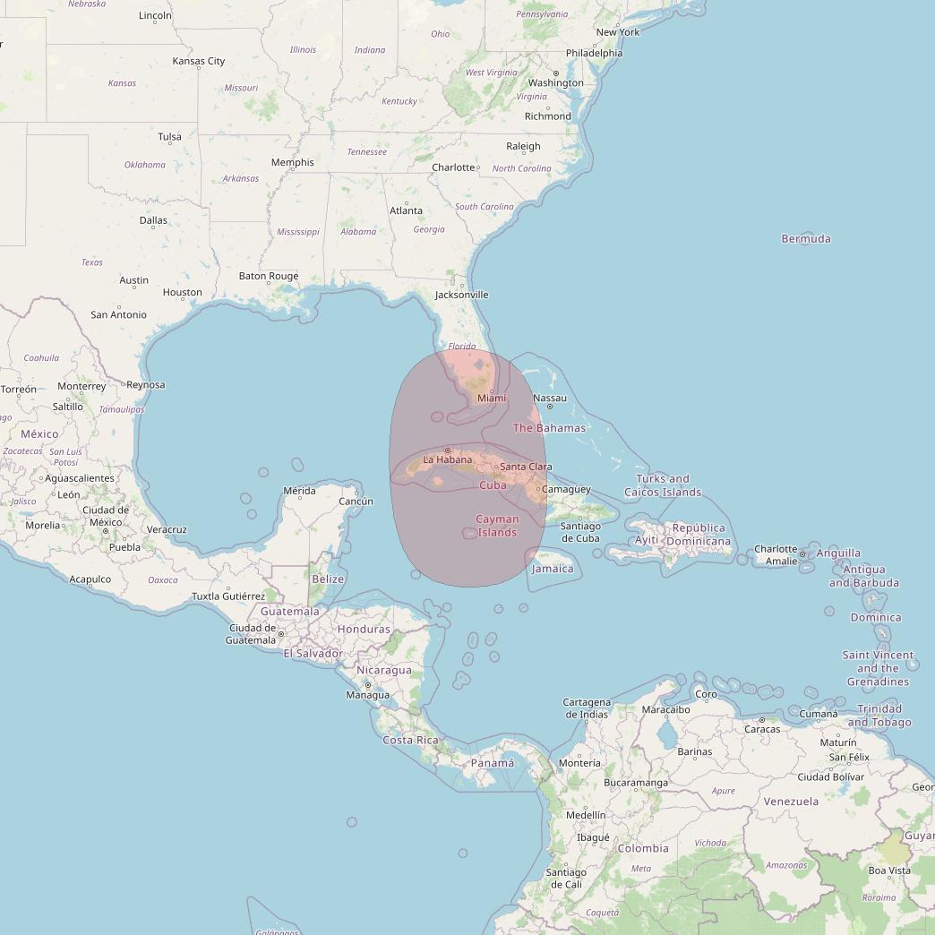 Nuview Bravo at 83&deg; W downlink Ku-band EKU07 User Spot beam coverage map