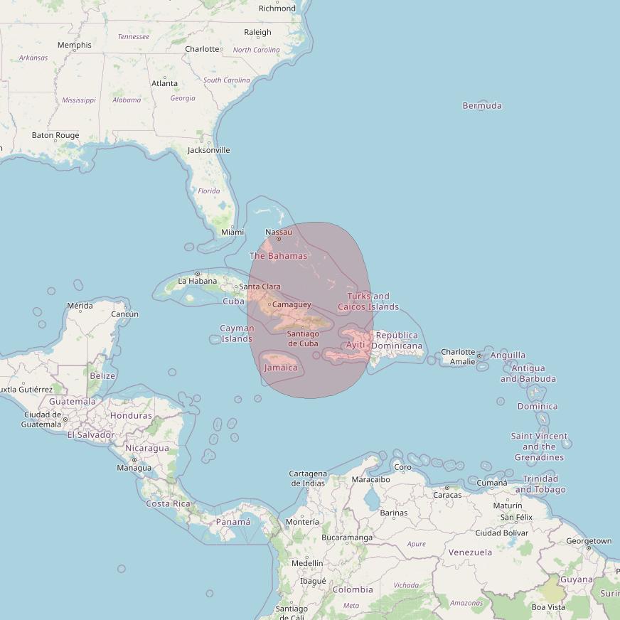 Nuview Bravo at 83&deg; W downlink Ku-band EKU08 User Spot beam coverage map