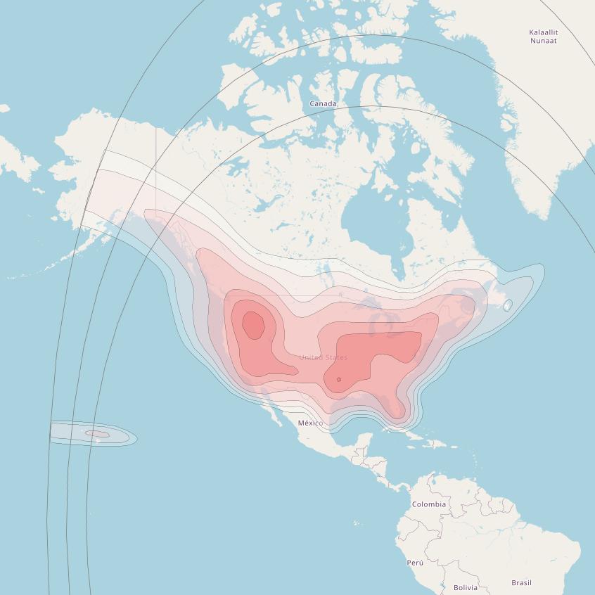 SES 2 at 87° W downlink Ku-band North America (KTV) Beam coverage map