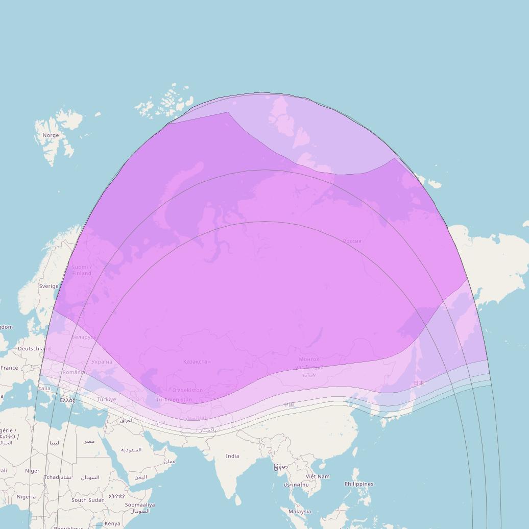 Yamal 401 at 90° E downlink C-band Russian beam coverage map