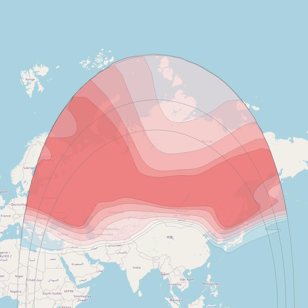 Yamal 401 at 90° E downlink Ku-band Northern beam coverage map