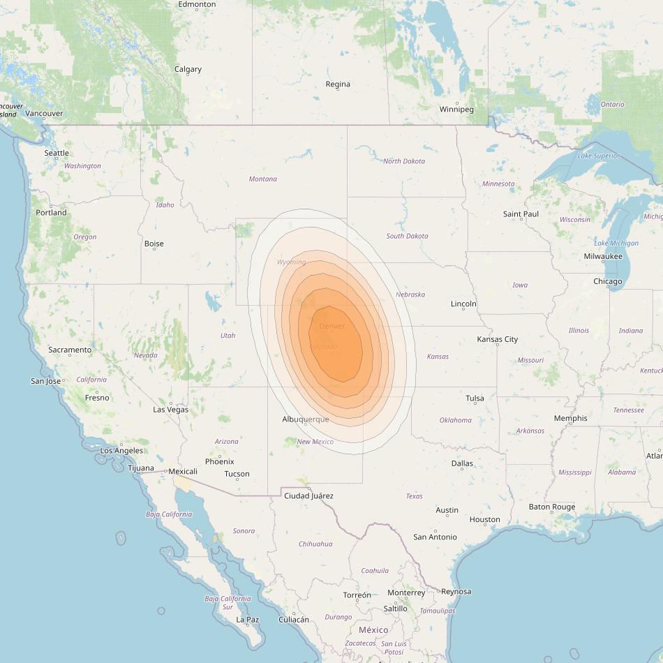 Intelsat 40E at 91&deg; W downlink Ka-band 602L Gateway Spot beam coverage map