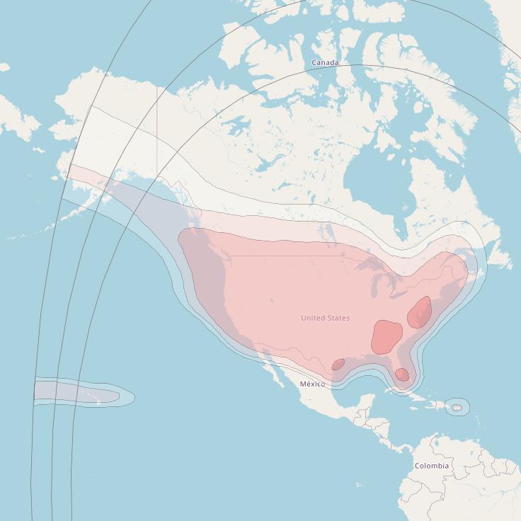 Galaxy 17 at 91° W downlink Ku-band North America Beam coverage map