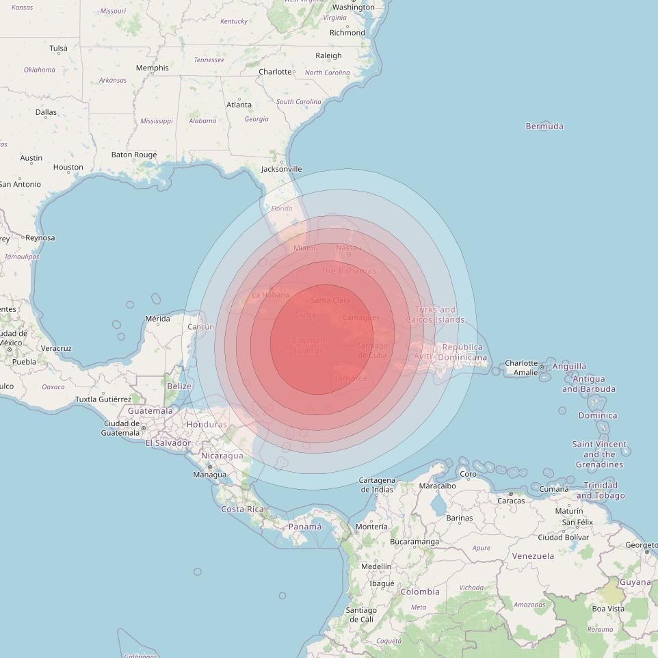 Intelsat 40E at 91&deg; W downlink Ku-band K10 User Spot beam coverage map