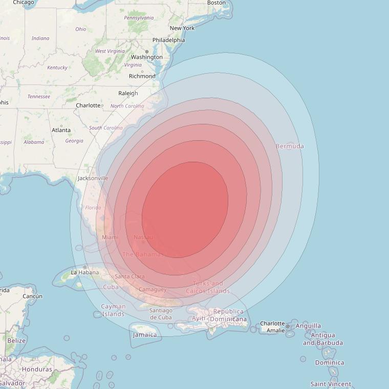 Intelsat 40E at 91&deg; W downlink Ku-band K16 User Spot beam coverage map